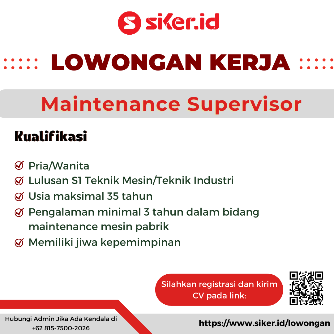 Maintenance Supervisor - PT Bisnis Rakyat Indonesia